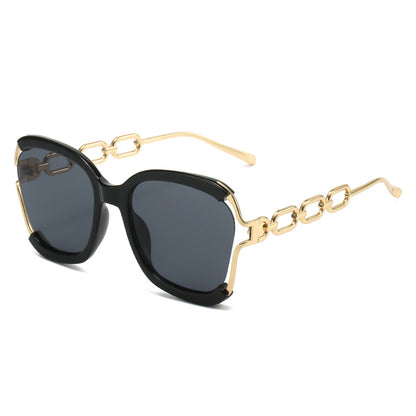 Gafas de Sol Ovaladas con Cadena Montura Metal UV400