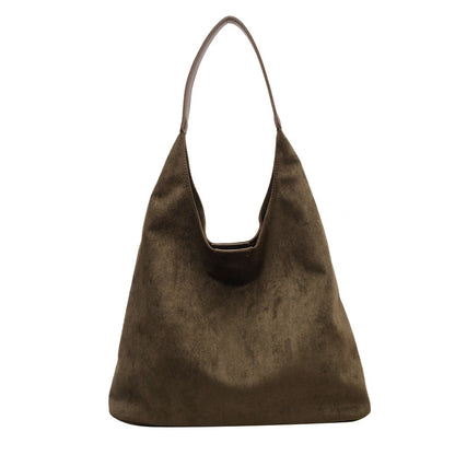 Bolso Tote Grande de Ante con Cierre Magnético Estilo Retro