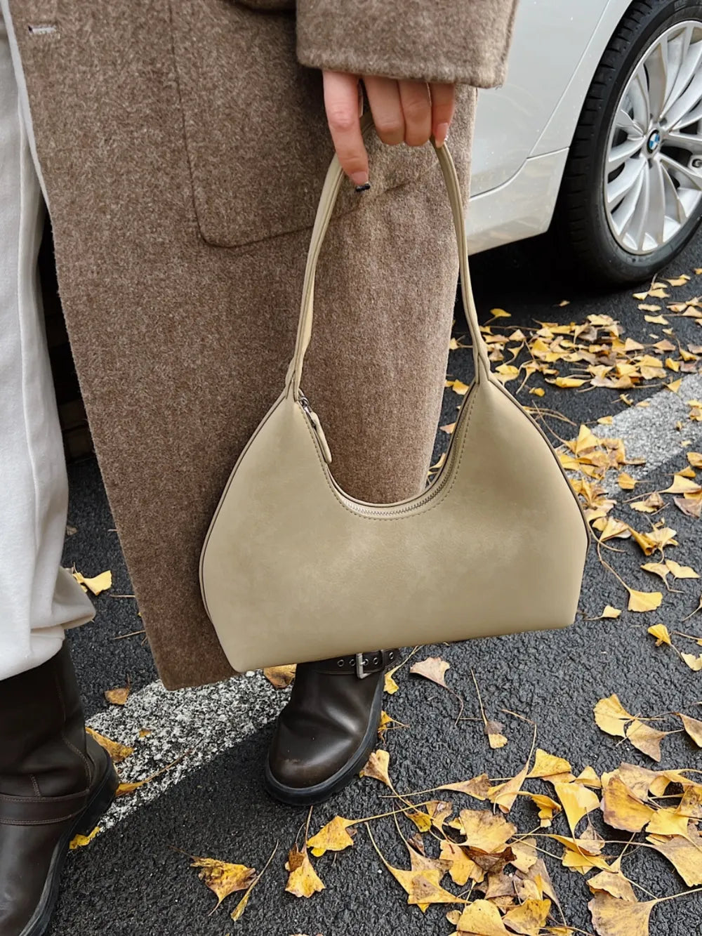 Bolso de Hombro Pequeño con Cremallera en Poliéster y PU