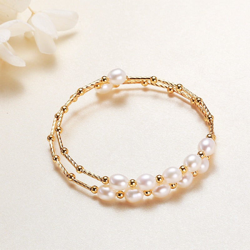 Pulsera de perlas de agua dulce estilo étnico barroco