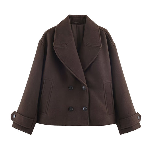 Chaqueta corta de doble botonadura estilo oficina