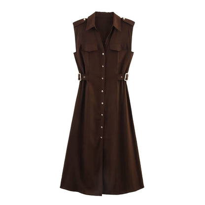 Vestido midi de lino para mujer