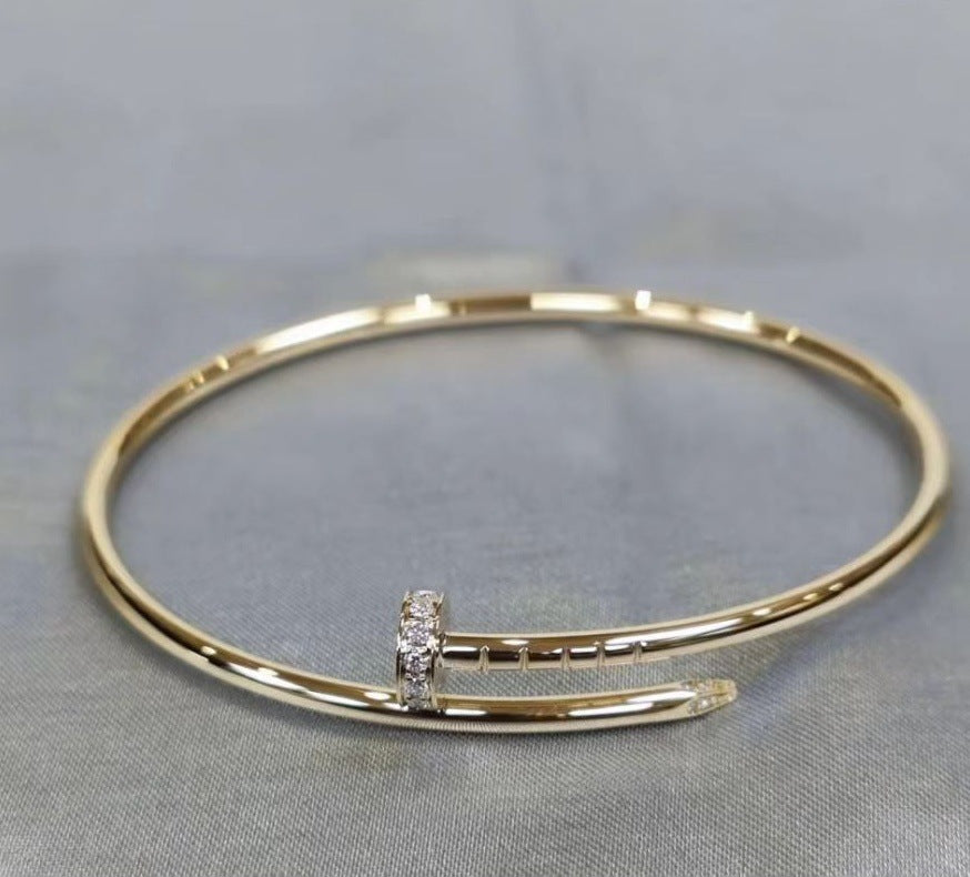 Pulsera de Plata 925 con Diamantes Tres Círculos Chapada en Oro