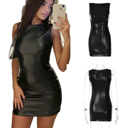 Vestido ceñido de cuero PU sexy para fiesta