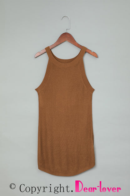 Top sin mangas de punto acanalado slim fit