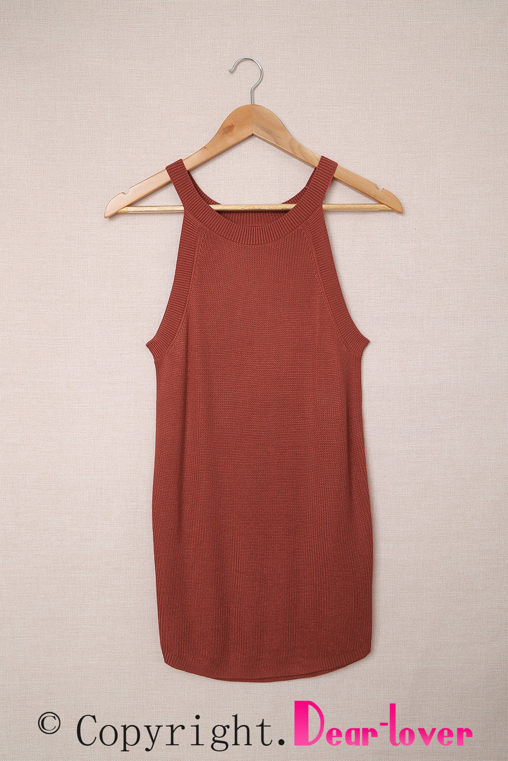 Top sin mangas de punto acanalado slim fit